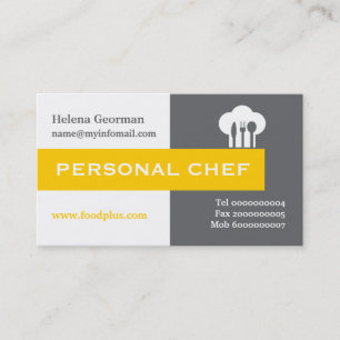 Carte De Visite Chef personnel minimaliste gris, blanc, jaune