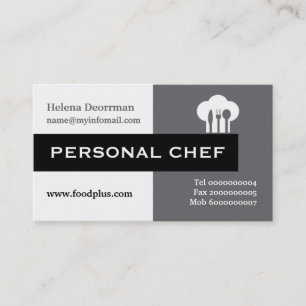 Carte De Visite Chef personnel minimaliste gris, blanc, noir