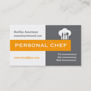 Carte De Visite Chef personnel minimaliste gris, blanc, rose chaud