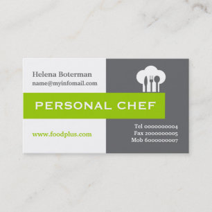 Carte De Visite Chef personnel minimaliste gris, blanc, vert