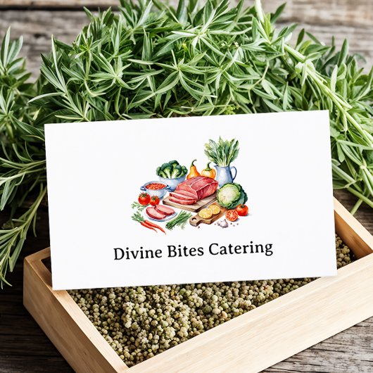 Carte De Visite Chef Personnel Moderne Aquarelle Dîner