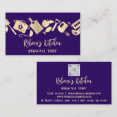 Carte De Visite Chef personnel Restaurant Catering Logo QR BluNavy (Devant / Derrière)