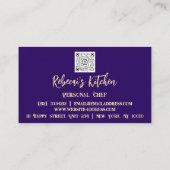 Carte De Visite Chef personnel Restaurant Catering Logo QR BluNavy (Dos)