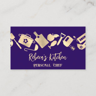 Carte De Visite Chef personnel Restaurant Catering Logo QR BluNavy