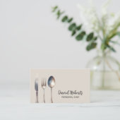 Carte De Visite Chef Personnel Restaurant Restauration Élégante Cr (Debout devant)