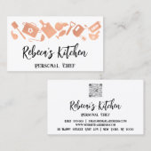 Carte De Visite Chef personnel Restaurant Restauration QR Logo Bla (Devant / Derrière)