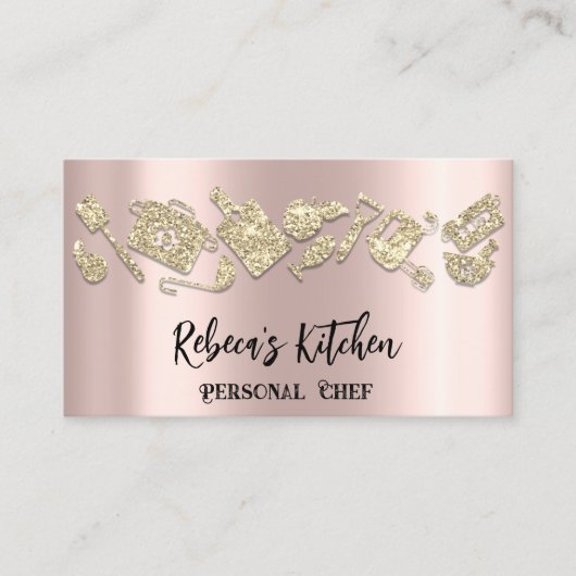 Carte De Visite Chef personnel Restaurant Restauration QR LogoRose (Devant)