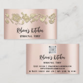 Carte De Visite Chef personnel Restaurant Restauration QR Rose Par (Devant / Derrière)