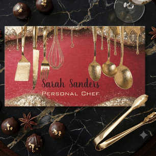 Carte de visite Chef personnel Ruby Red & Gold Gli