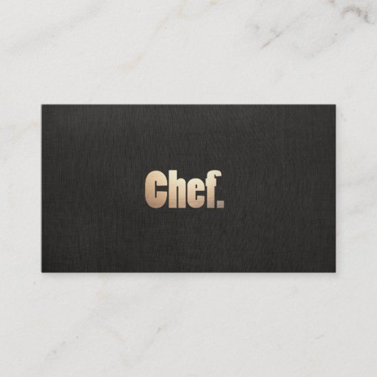 Carte De Visite Chef personnel simple Faux Lin noir et or (Devant)
