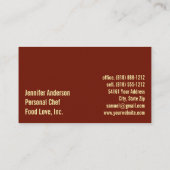 Carte De Visite Chef Personnel Sous-Chef Restaurant (Dos)