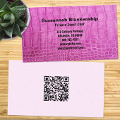 Carte De Visite Chef personnel Tissu en cuir rose QR Code personna