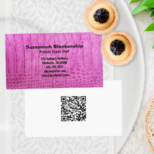 Carte De Visite Chef personnel Tissu en cuir rose QR Code personna