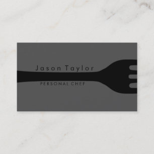 Carte De Visite Chef personnel traiteur boulangerie Fork Logo noir