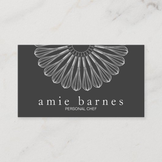 Carte De Visite Chef personnel Whisk Logo Restauration noir (Devant)
