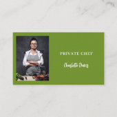 Carte De Visite Chef privé basil vert photo restauration code QR (Devant)
