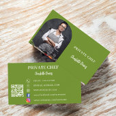 Carte De Visite Chef privé basilic arche photo verte code QR