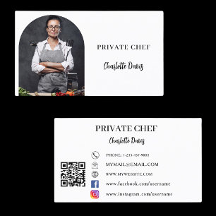Carte De Visite Chef privé blanc noir photo arche code QR