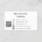 Carte De Visite Chef privé blanc noir photo traiteur code QR (Dos)