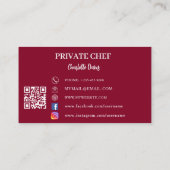 Carte De Visite Chef privé bourgogne photo arche code QR (Dos)