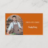 Carte De Visite Chef privé brûlé orange photo arch code QR (Devant)