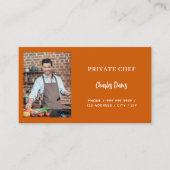 Carte De Visite Chef privé brûlé orangé photo de restauration code (Devant)