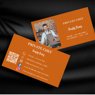 Carte De Visite Chef privé brûlé orangé photo de restauration code