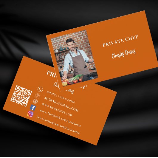 Carte De Visite Chef privé brûlé orangé photo de restauration code