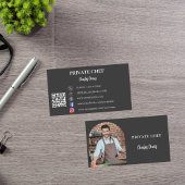 Carte De Visite Chef privé charcoal grey photo arch code QR