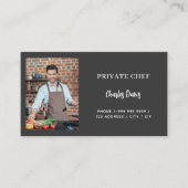 Carte De Visite Chef privé charcoal grey photo catering QR code (Devant)