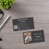 Carte De Visite Chef privé charcoal grey photo catering QR code
