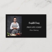 Carte De Visite Chef privé noir blanc photo fine dîner code QR (Devant)