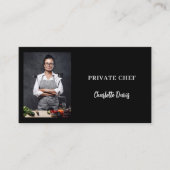 Carte De Visite Chef privé noir blanc photo traiteur code QR (Devant)