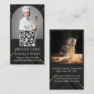 Carte De Visite Chef privé noir blanc photo traiteur code QR