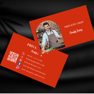 Carte De Visite Chef privé rouge photo arche code QR