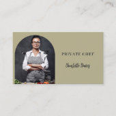 Carte De Visite Chef privé sauge vert photo arche code QR (Devant)
