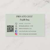 Carte De Visite Chef privé sauge vert photo traiteur code QR (Dos)