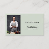Carte De Visite Chef privé sauge vert photo traiteur code QR (Devant)
