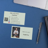 Carte De Visite Chef privé sauge vert photo traiteur code QR