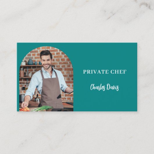 Carte De Visite Chef privé turquoise code QR (Devant)