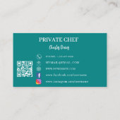 Carte De Visite Chef privé turquoise de restauration de photos ver (Dos)