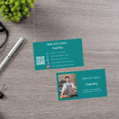 Carte De Visite Chef privé turquoise de restauration de photos ver