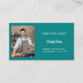 Carte De Visite Chef privé turquoise de restauration de photos ver (Devant)