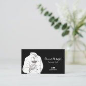 Carte De Visite Chef Professionnel Cuisine Noire & Blanc (Debout devant)