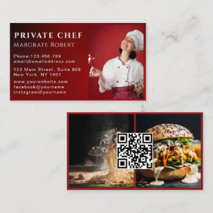 Carte De Visite Chef professionnel médias sociaux QR Code Red Phot