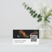 Carte De Visite Chef QR Code Logo Médias sociaux (Debout devant)