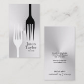 Carte De Visite Chef Restauration Restauration Fork Steel Silver (Devant / Derrière)