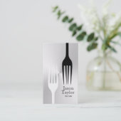 Carte De Visite Chef Restauration Restauration Fork Steel Silver (Debout devant)