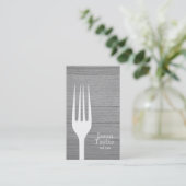 Carte De Visite Chef Restauration Restauration Fourche Logo Gris B (Debout devant)