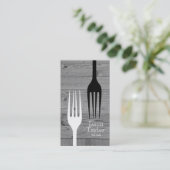 Carte De Visite Chef Restauration Restauration Fourche Logo Gris B (Debout devant)